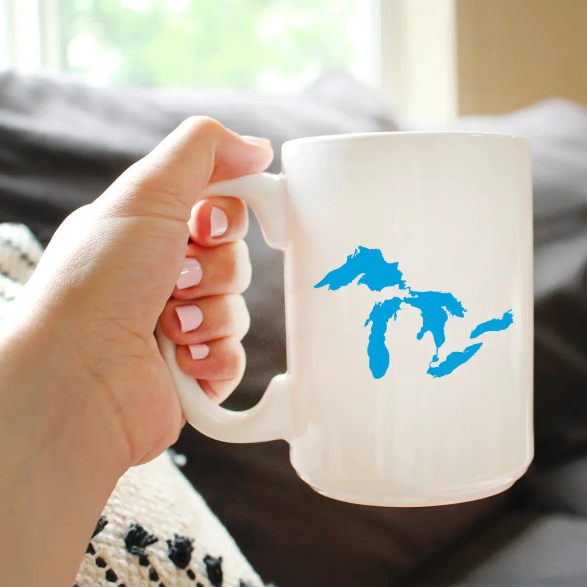 Ceramic Coffee Mug | Dishwasher & Microwave Safe | Double Printed | Great Lakes Map