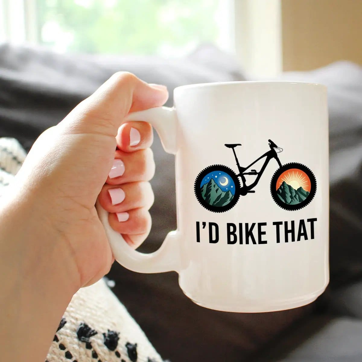 Ceramic Coffee Mug | Dishwasher & Microwave Safe | Double Printed | I'd Bike That