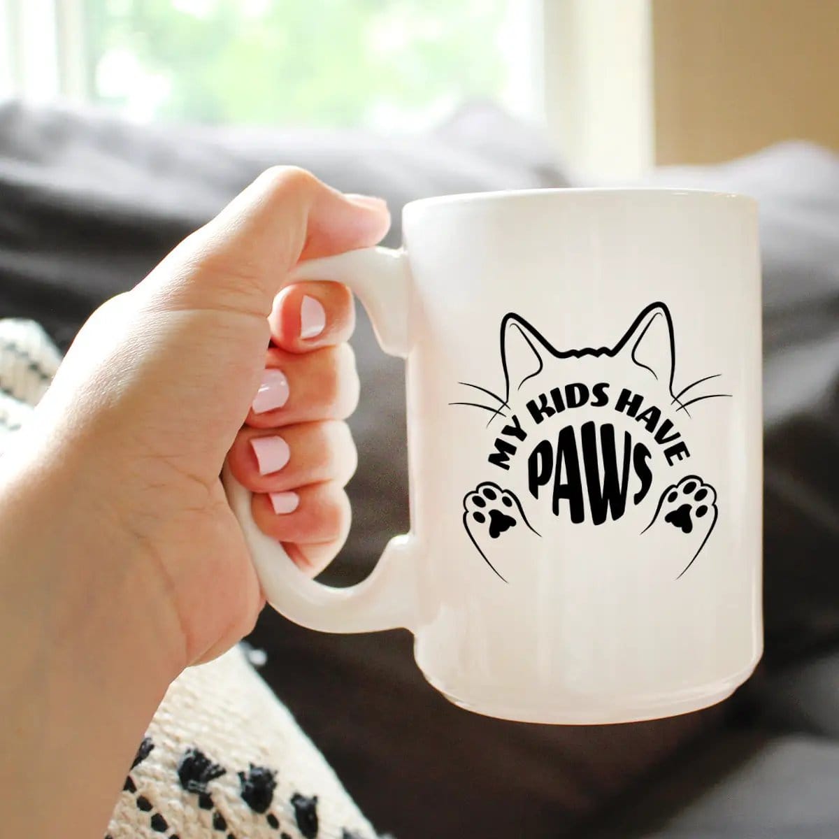 Ceramic Coffee Mug | Dishwasher & Microwave Safe | Double Printed | Kids Have Paws Cat
