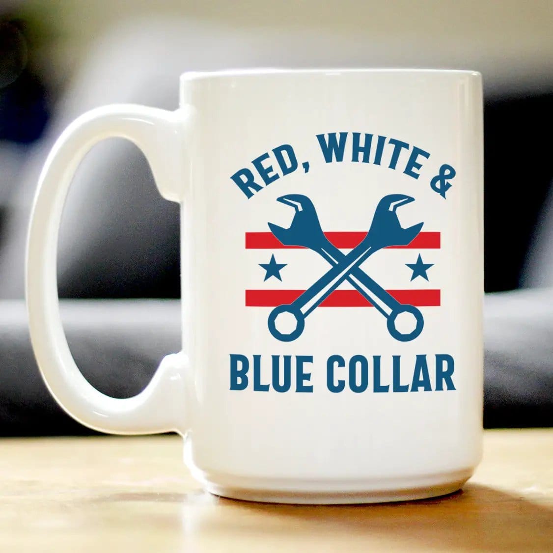 Ceramic Coffee Mug | Dishwasher & Microwave Safe | Double Printed | Red White & Blue Collar