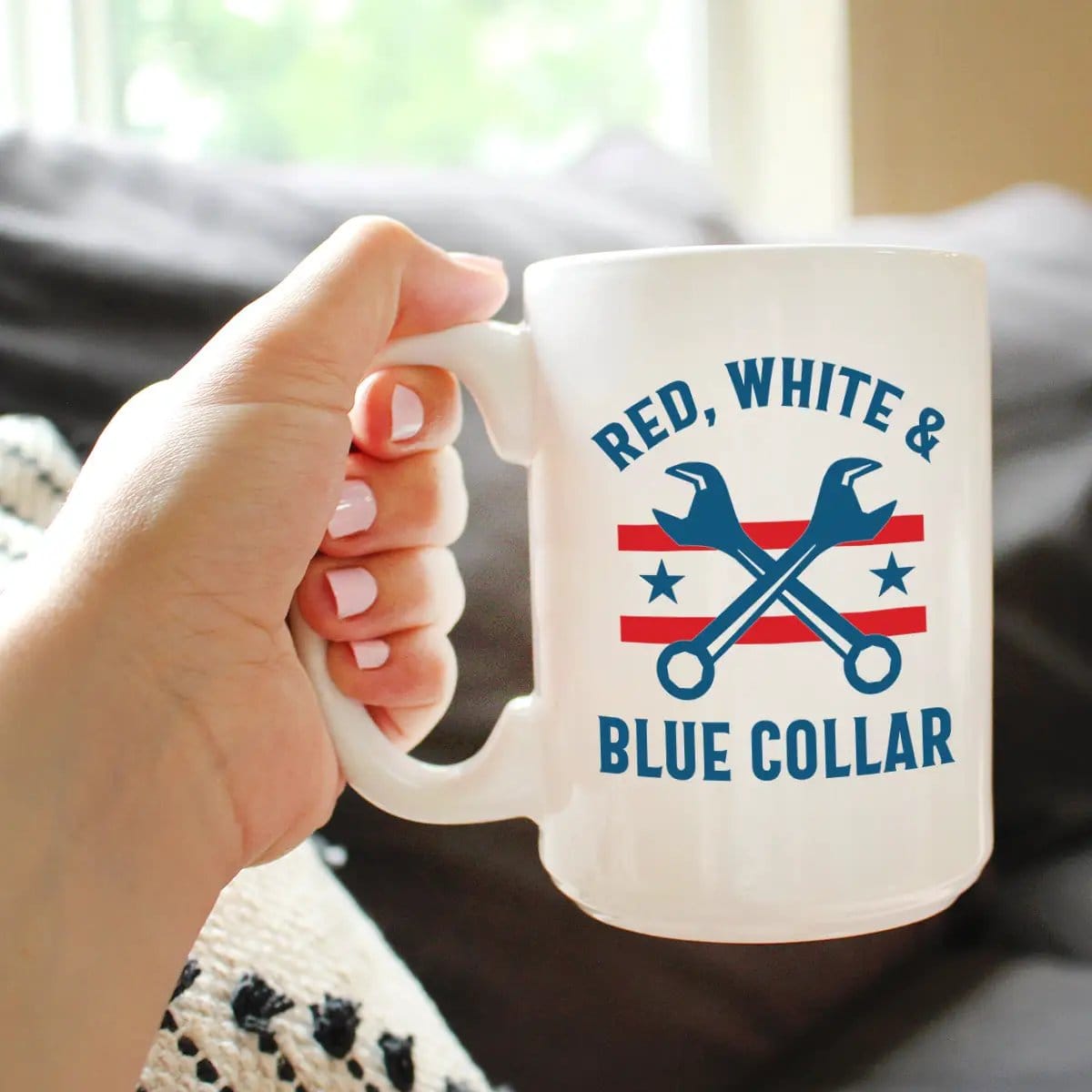Ceramic Coffee Mug | Dishwasher & Microwave Safe | Double Printed | Red White & Blue Collar