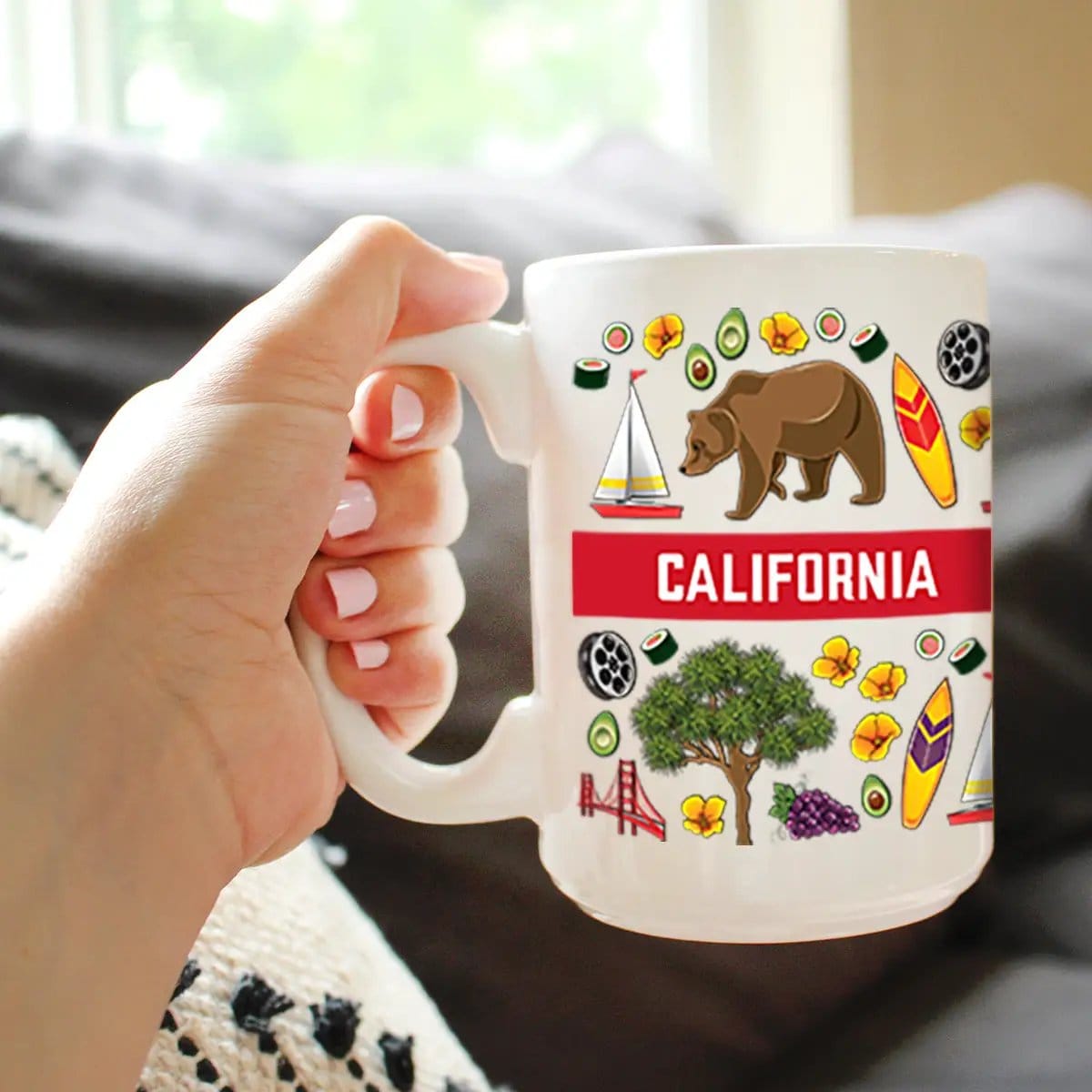 Ceramic Coffee Mug | Dishwasher & Microwave Safe | Double Printed | California Flag Pattern