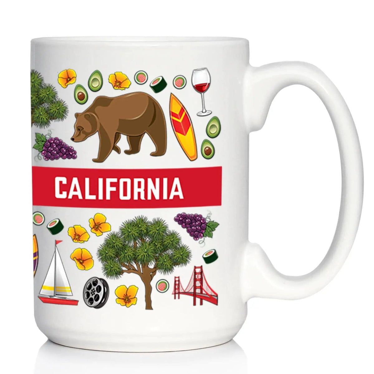 Ceramic Coffee Mug | Dishwasher & Microwave Safe | Double Printed | California Flag Pattern