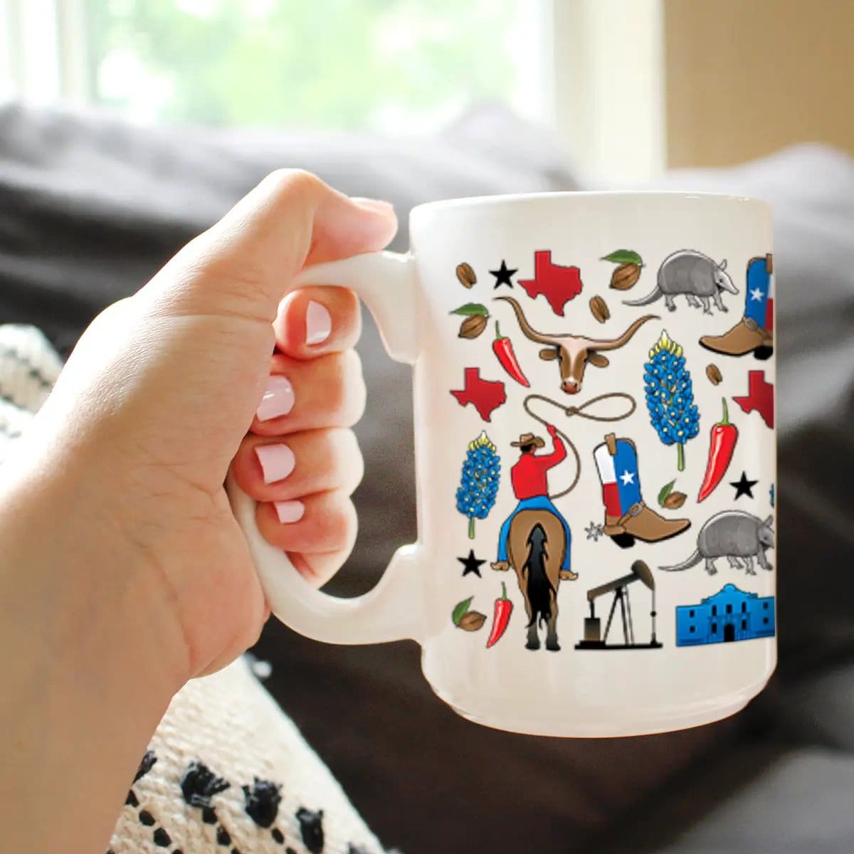 Ceramic Coffee Mug | Dishwasher & Microwave Safe | Double Printed | Texas Pattern