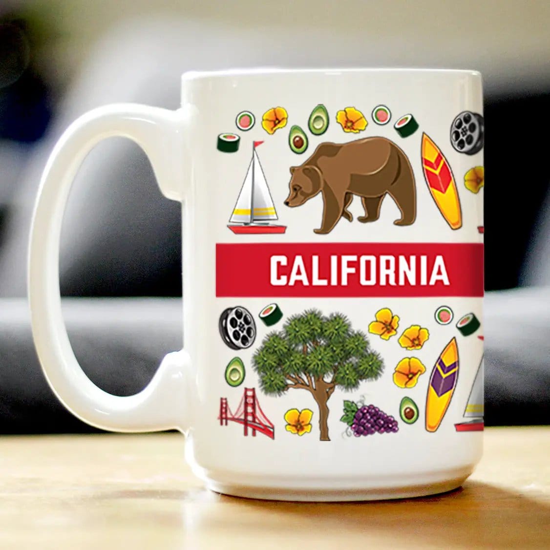 Ceramic Coffee Mug | Dishwasher & Microwave Safe | Double Printed | California Flag Pattern