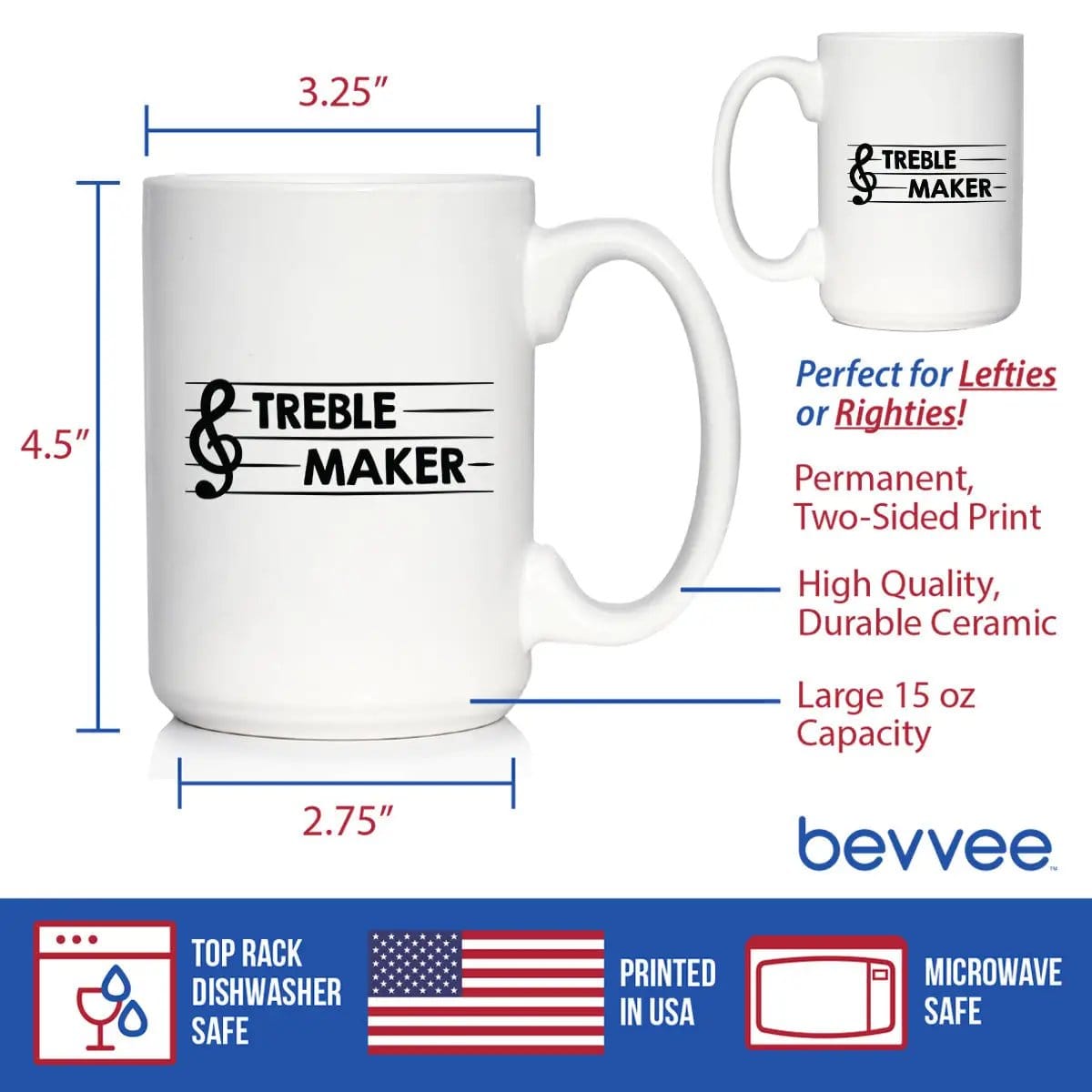Ceramic Coffee Mug | Dishwasher & Microwave Safe | Double Printed | Treble Maker