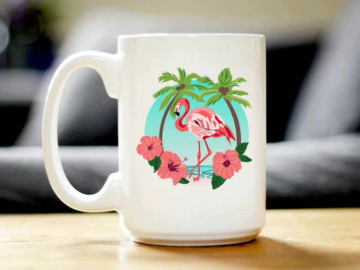 Ceramic Coffee Mug | Dishwasher & Microwave Safe | Double Printed | Tropical Flamingo