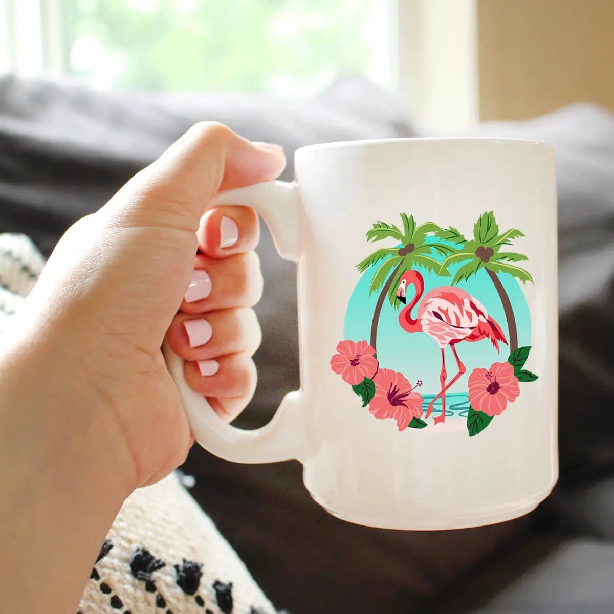 Ceramic Coffee Mug | Dishwasher & Microwave Safe | Double Printed | Tropical Flamingo