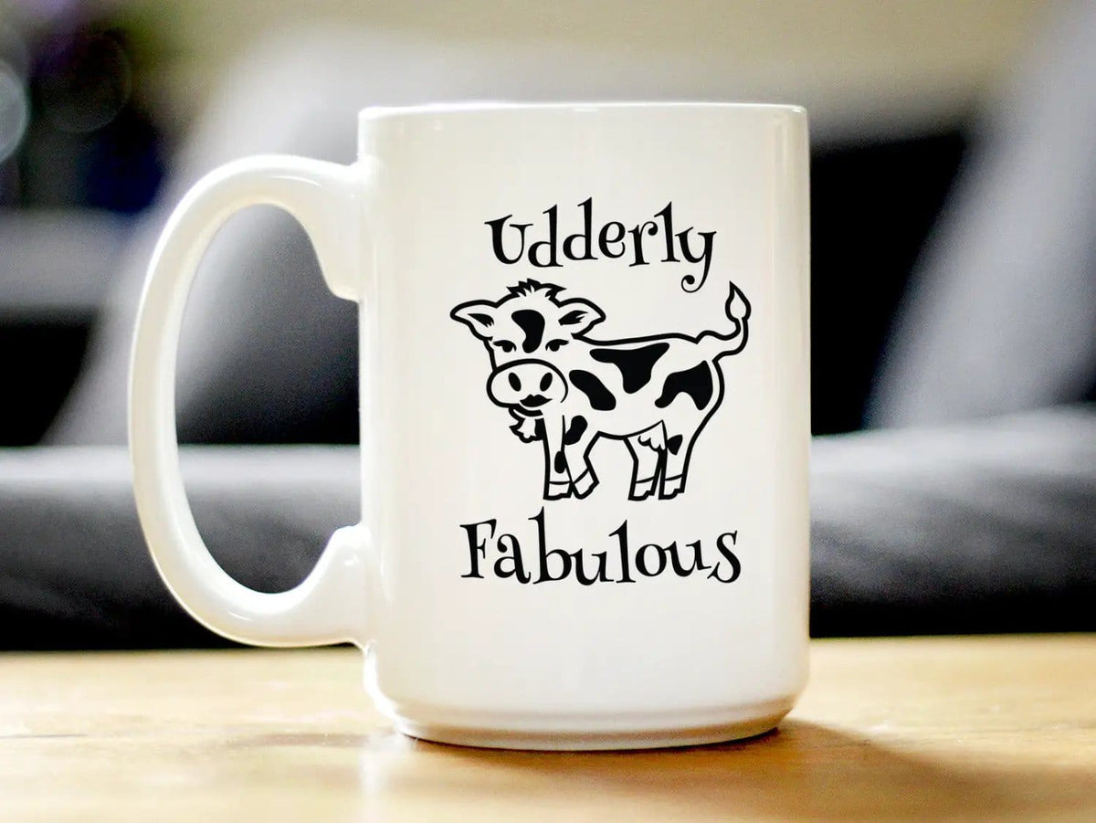 Ceramic Coffee Mug | Dishwasher & Microwave Safe | Double Printed | Udderly Fabulous - Cow