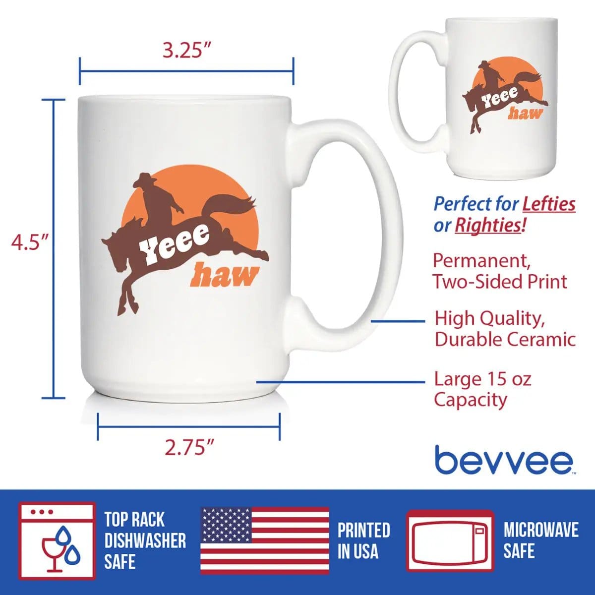 Ceramic Coffee Mug | Dishwasher & Microwave Safe | Double Printed | Yeehaw