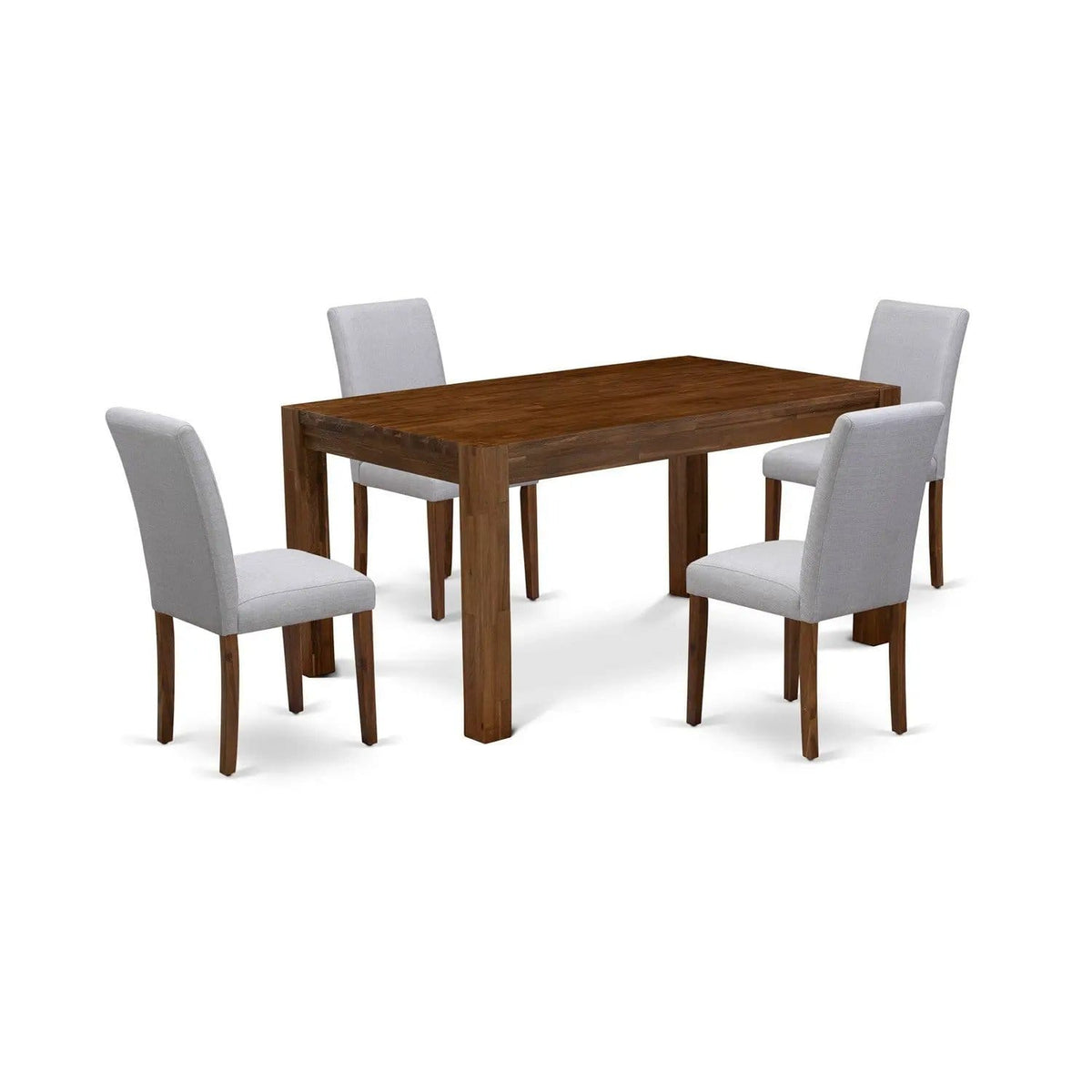 EAST WEST FURNITURE CNAB5-N8-05 5-Pc Modern Dining Table Set- 4 Dining Chairs and | 5-Piece Set | Walnut & Linen | Grey Linen Fabric Seat and High Chair Back (Antique Walnut Finish)