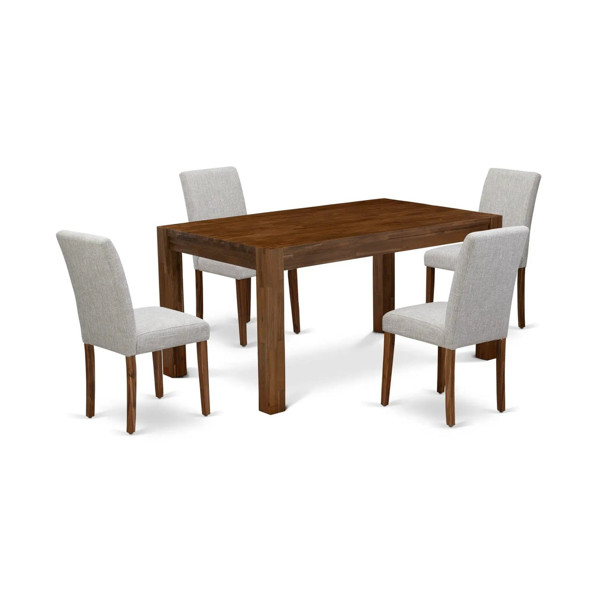 EAST WEST FURNITURE CNAB5-NN-35 5-Pc Dining Table Set- 4 Dining Chairs and | 5-Piece Set | Rubberwood & Walnut | Doeskin Linen Fabric Seat and High Chair Back (Antique Walnut Finish)