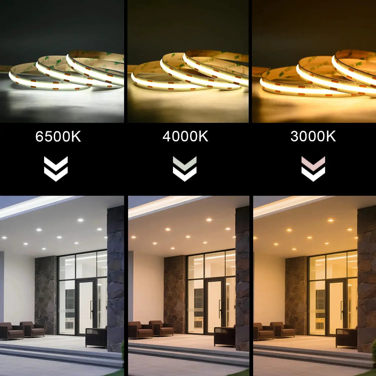Linear Dimmable 24V 12V COB LED Strip Light 528LEDs/m High Density Flexible LED Ribbon Tape Ra90+ 3000K 4000K 6500K LED Lighting from PriceLows™