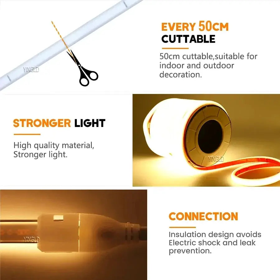 COB LED Strip Light | Dimmable Switch | 3000K/4000K/6000K | 288LED/M from PriceLows™