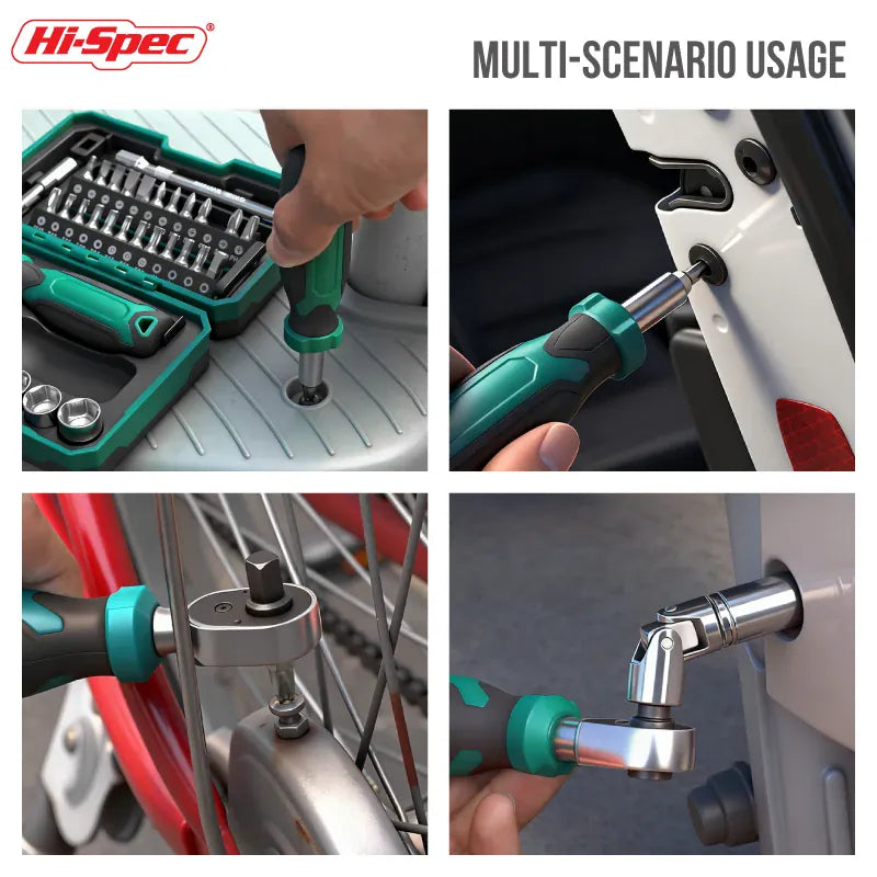 Hi-Spec 1/4" Drive Quick-Release 40 in 1 Ratchet Socket Bit Set Cr-V Steel Phillips/Slotted Screwdrivers for Repair & Hand Tools from PriceLows™