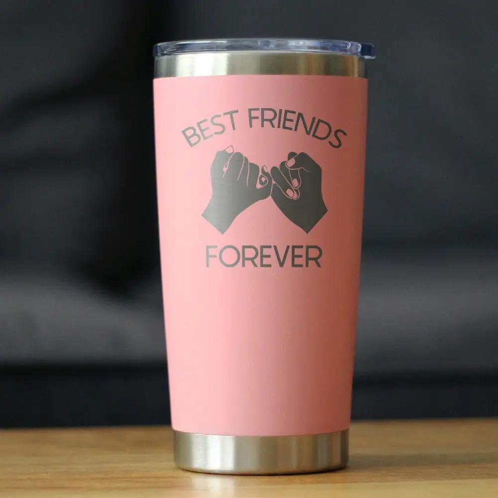 Best Friends Forever Coffee Tumbler | 20 Oz Double Wall Stainless Steel | Sliding Lid | Pinky Promise