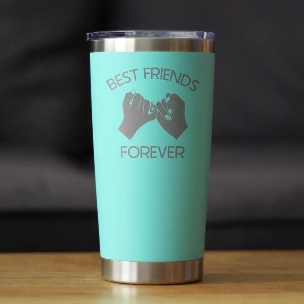 Best Friends Forever Coffee Tumbler | 20 Oz Double Wall Stainless Steel | Sliding Lid | Pinky Promise