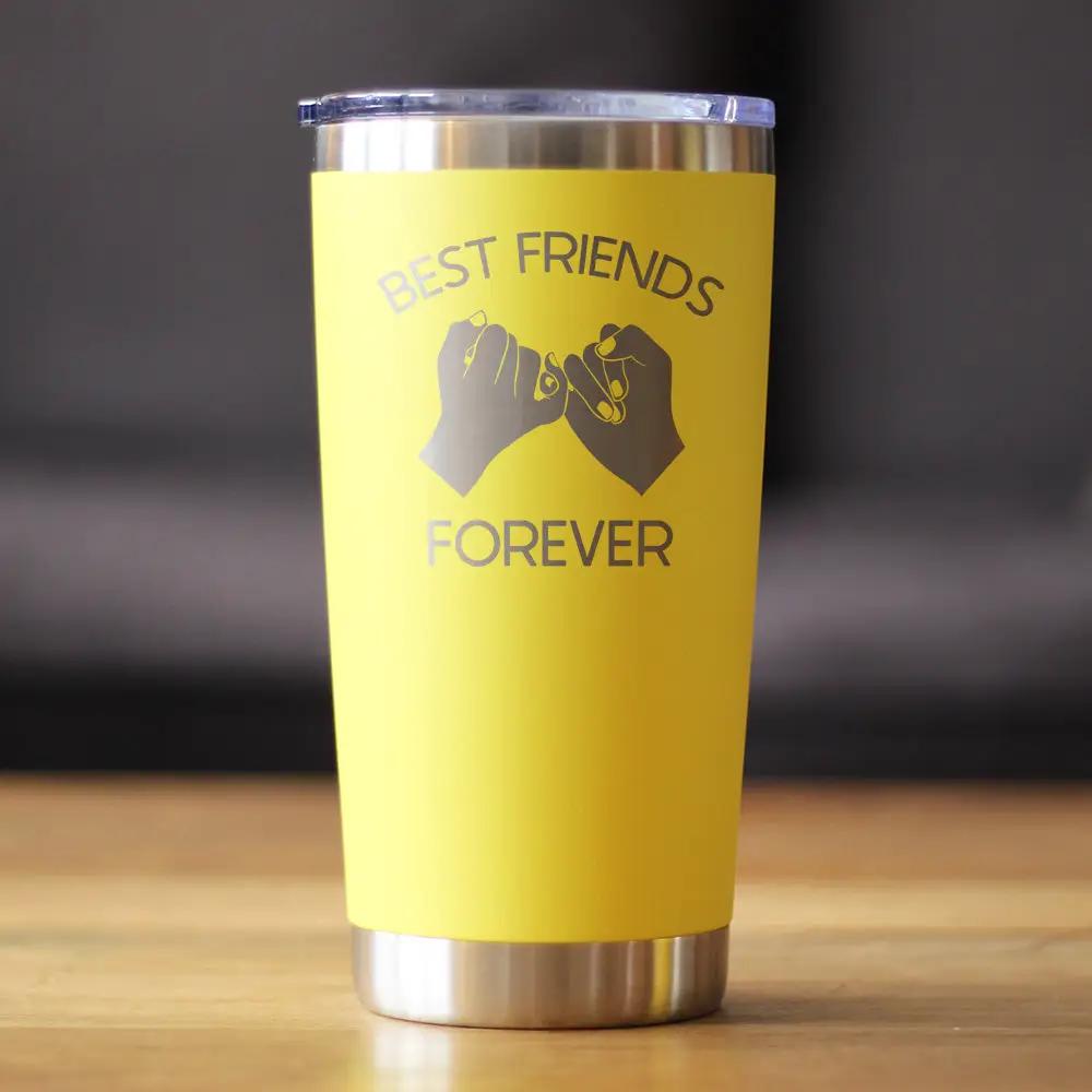 Best Friends Forever Coffee Tumbler | 20 Oz Double Wall Stainless Steel | Sliding Lid | Pinky Promise