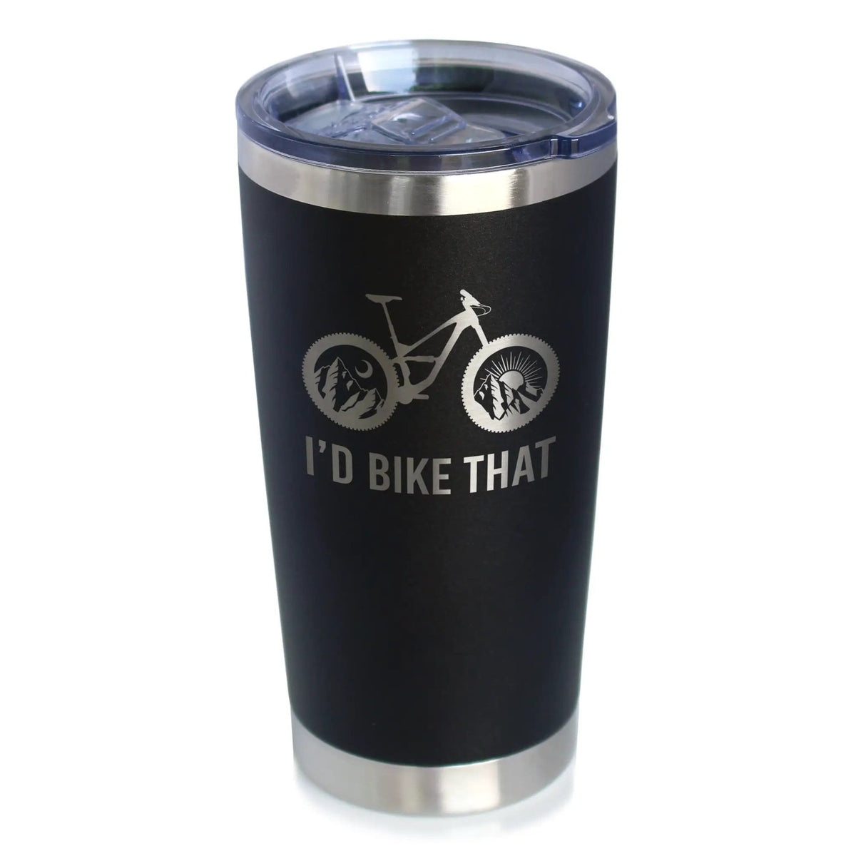 Insulated Coffee Tumbler | 20 oz Stainless Steel | Sliding Lid | I'd Bike That
