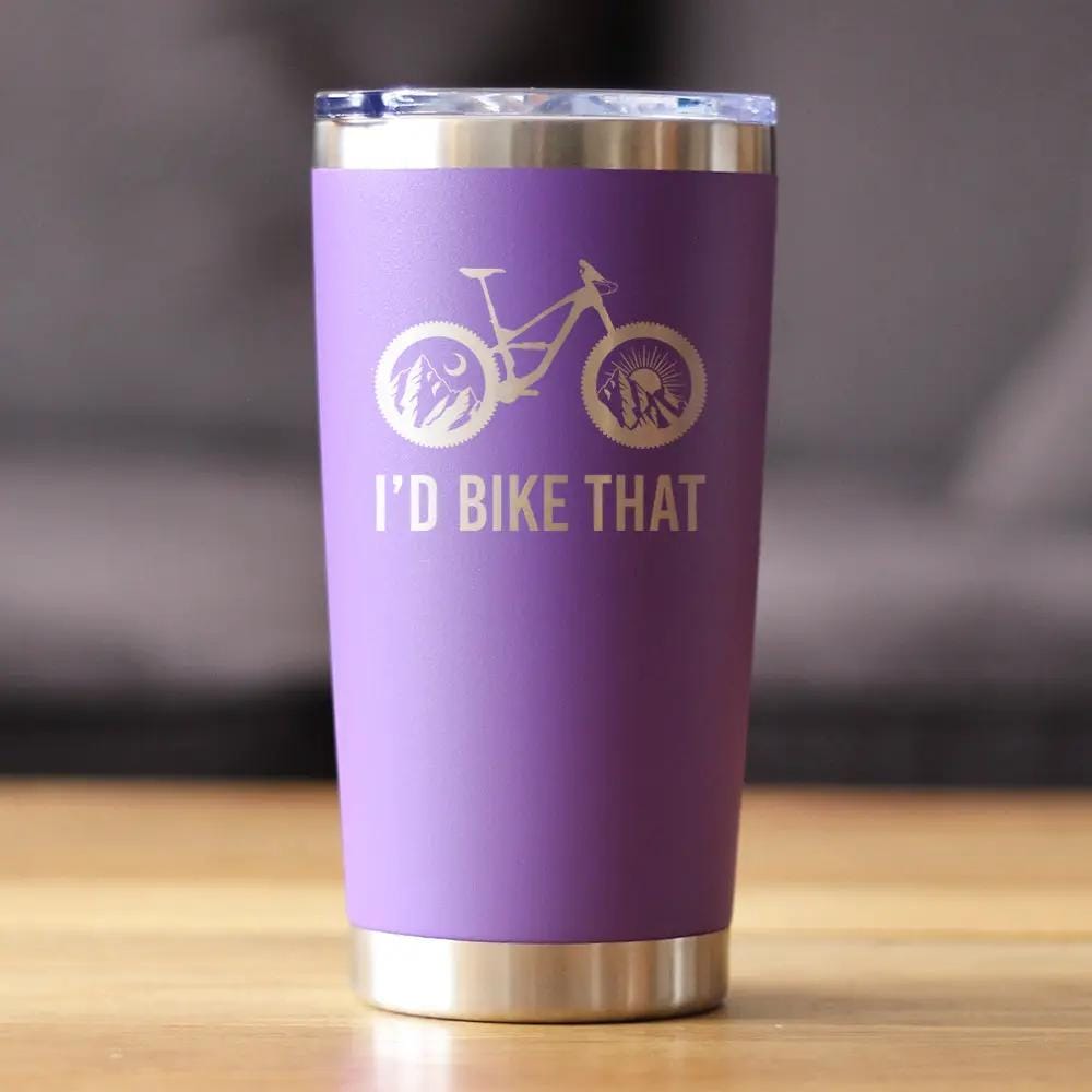 Insulated Coffee Tumbler | 20 oz Stainless Steel | Sliding Lid | I'd Bike That