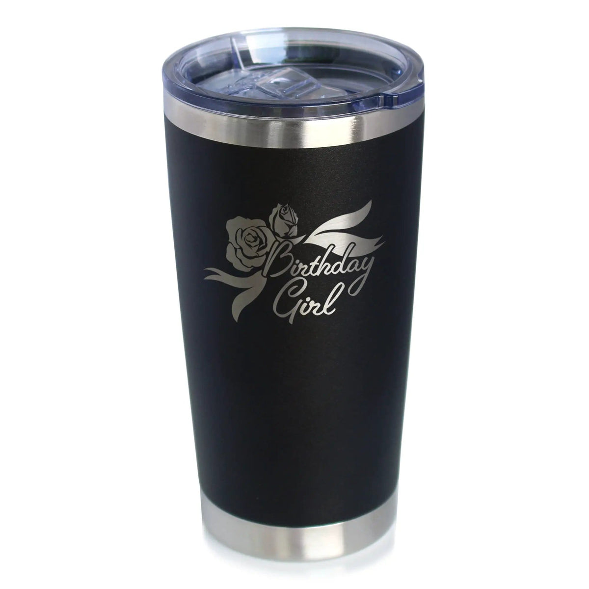 Insulated Coffee Tumbler | 20 oz Stainless Steel | Sliding Lid | Birthday Girl
