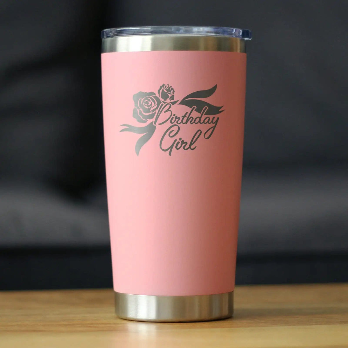 Insulated Coffee Tumbler | 20 oz Stainless Steel | Sliding Lid | Birthday Girl