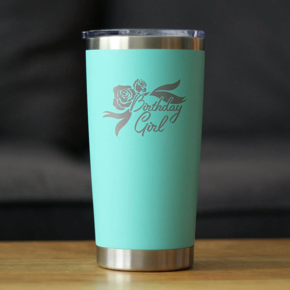 Insulated Coffee Tumbler | 20 oz Stainless Steel | Sliding Lid | Birthday Girl