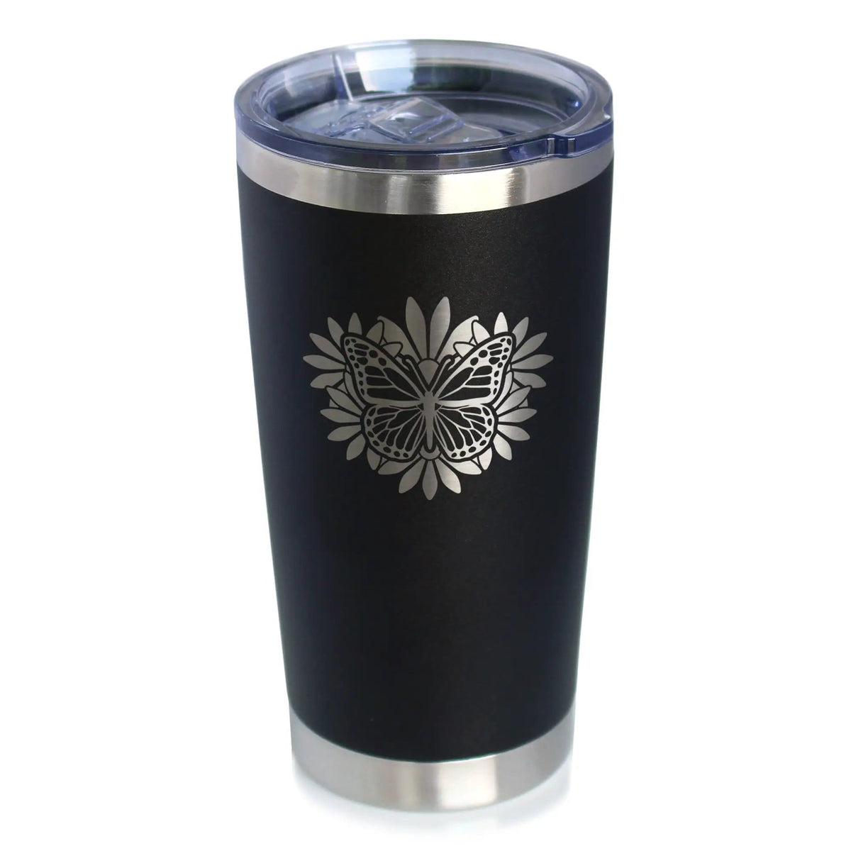 Insulated Coffee Tumbler | 20 oz Stainless Steel | Sliding Lid | Butterfly