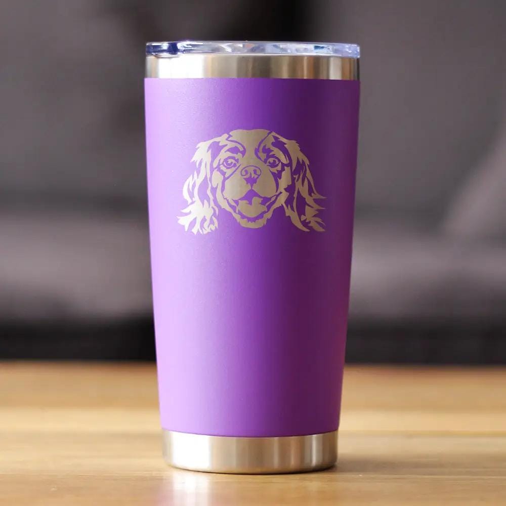 Insulated Coffee Tumbler | 20 oz Stainless Steel | Sliding Lid | Cavalier King Charles Spaniel Face