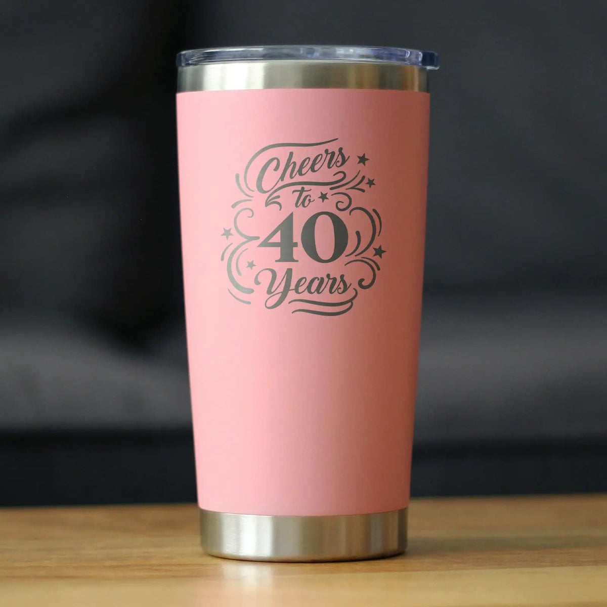 Insulated Coffee Tumbler | 20 oz Stainless Steel | Sliding Lid | Cheers to 40 Years