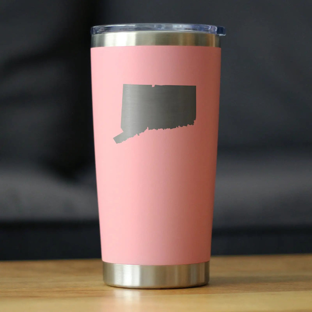 Connecticut State Outline Coffee Tumbler | 20 Oz | Double Wall Stainless Steel | Sliding Lid