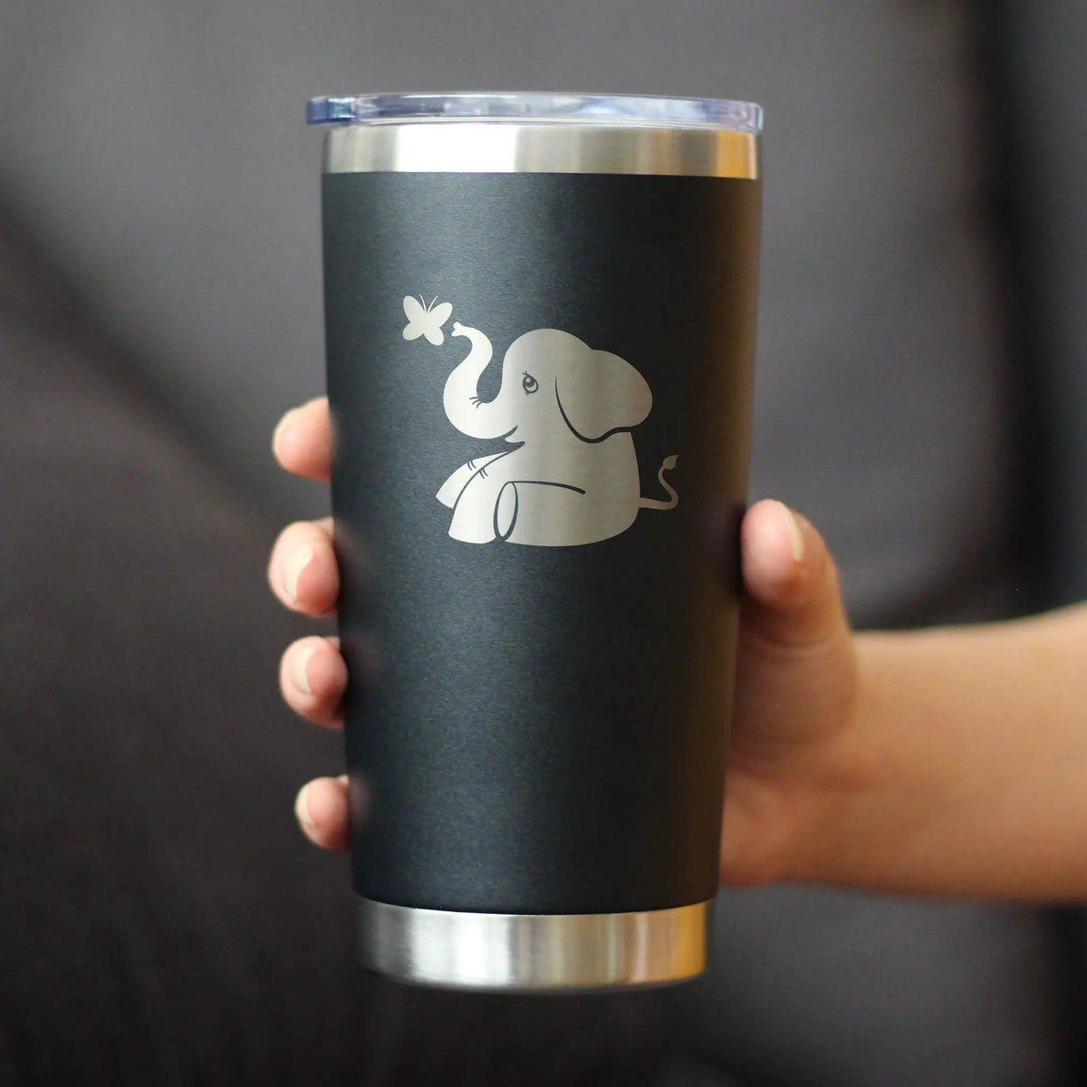 Insulated Coffee Tumbler | 20 oz Stainless Steel | Sliding Lid | Elephant