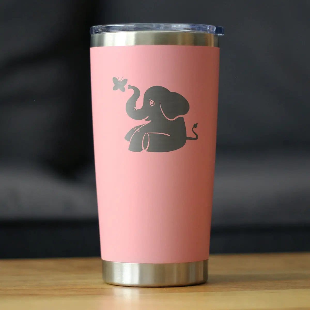 Insulated Coffee Tumbler | 20 oz Stainless Steel | Sliding Lid | Elephant