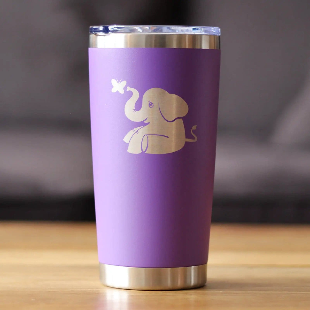 Insulated Coffee Tumbler | 20 oz Stainless Steel | Sliding Lid | Elephant