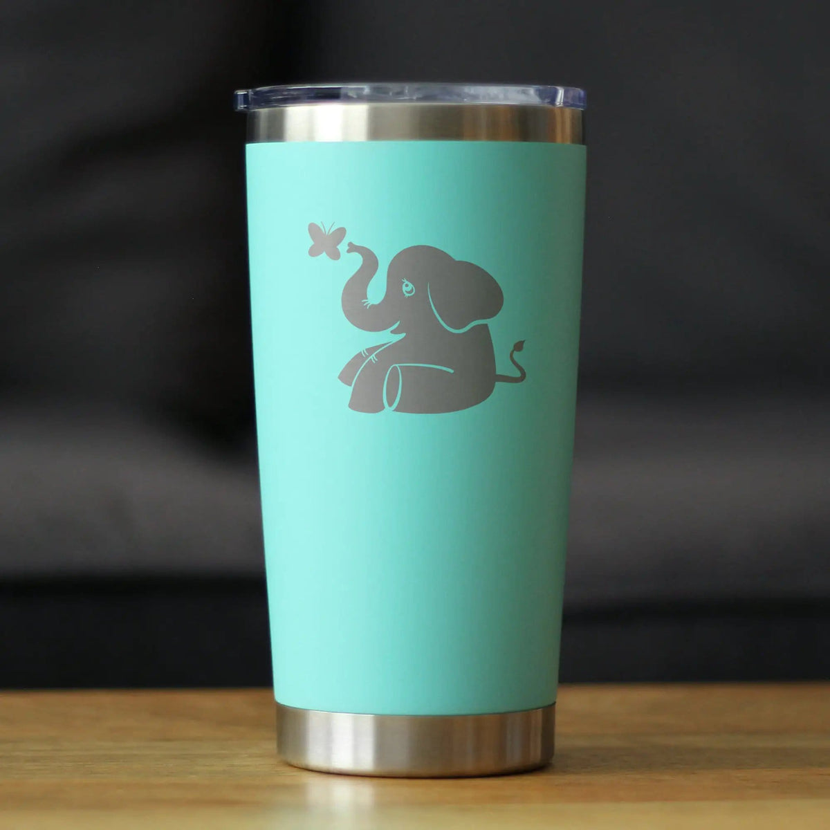 Insulated Coffee Tumbler | 20 oz Stainless Steel | Sliding Lid | Elephant