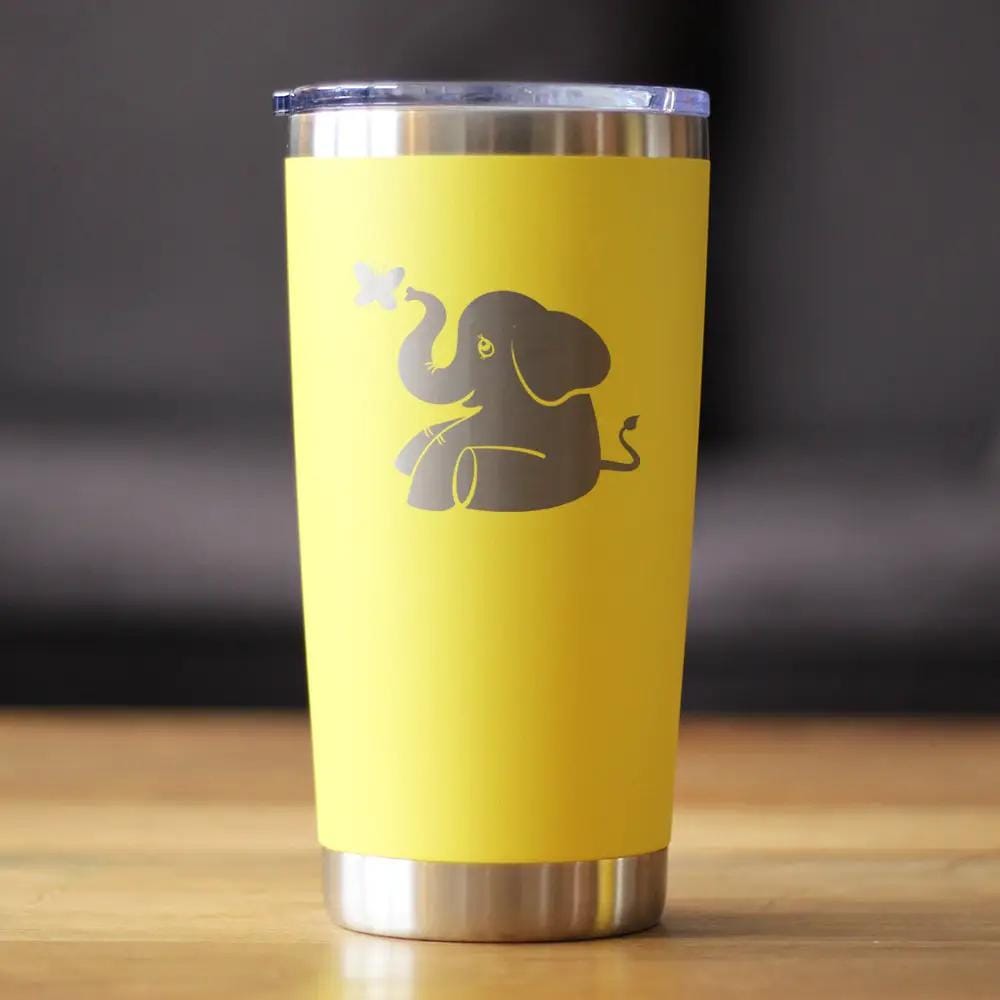 Insulated Coffee Tumbler | 20 oz Stainless Steel | Sliding Lid | Elephant