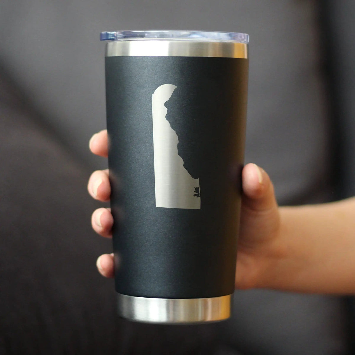 Insulated Coffee Tumbler | 20 oz Stainless Steel | Sliding Lid | Delaware State Outline