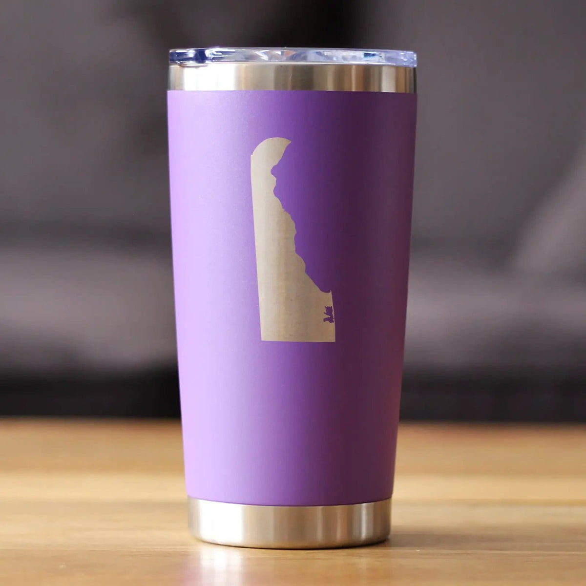Insulated Coffee Tumbler | 20 oz Stainless Steel | Sliding Lid | Delaware State Outline