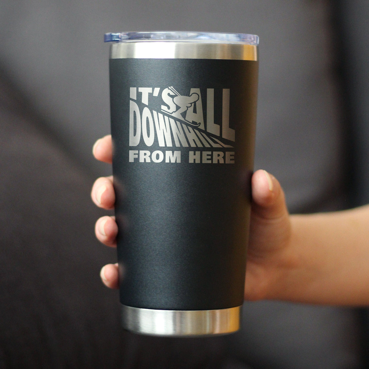 Insulated Coffee Tumbler | 20 oz Stainless Steel | Sliding Lid | Downhill From Here