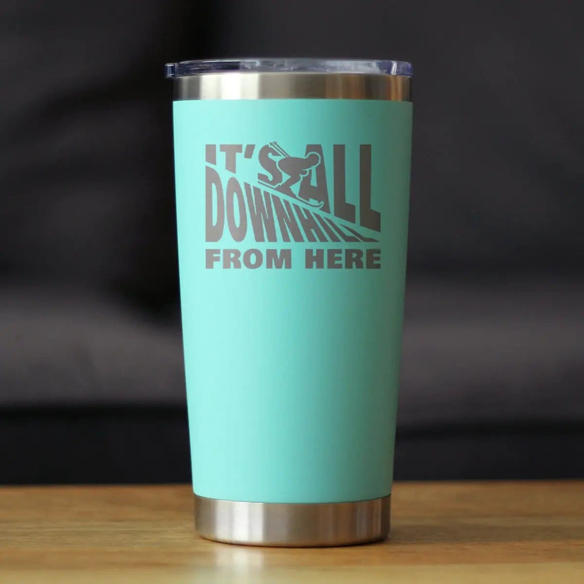 Insulated Coffee Tumbler | 20 oz Stainless Steel | Sliding Lid | Downhill From Here