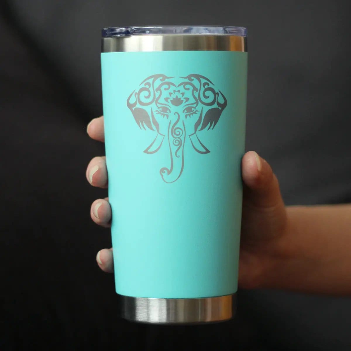 Insulated Coffee Tumbler | 20 oz Stainless Steel | Sliding Lid | Elephant Boho
