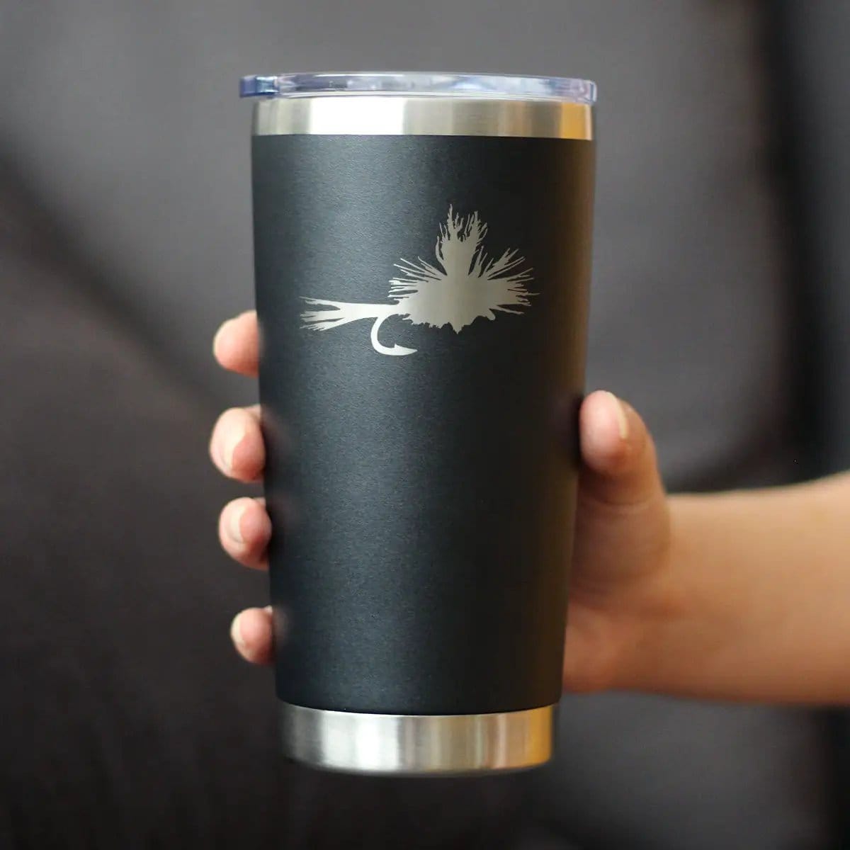 Insulated Coffee Tumbler | 20 oz Stainless Steel | Sliding Lid | Fishing Fly