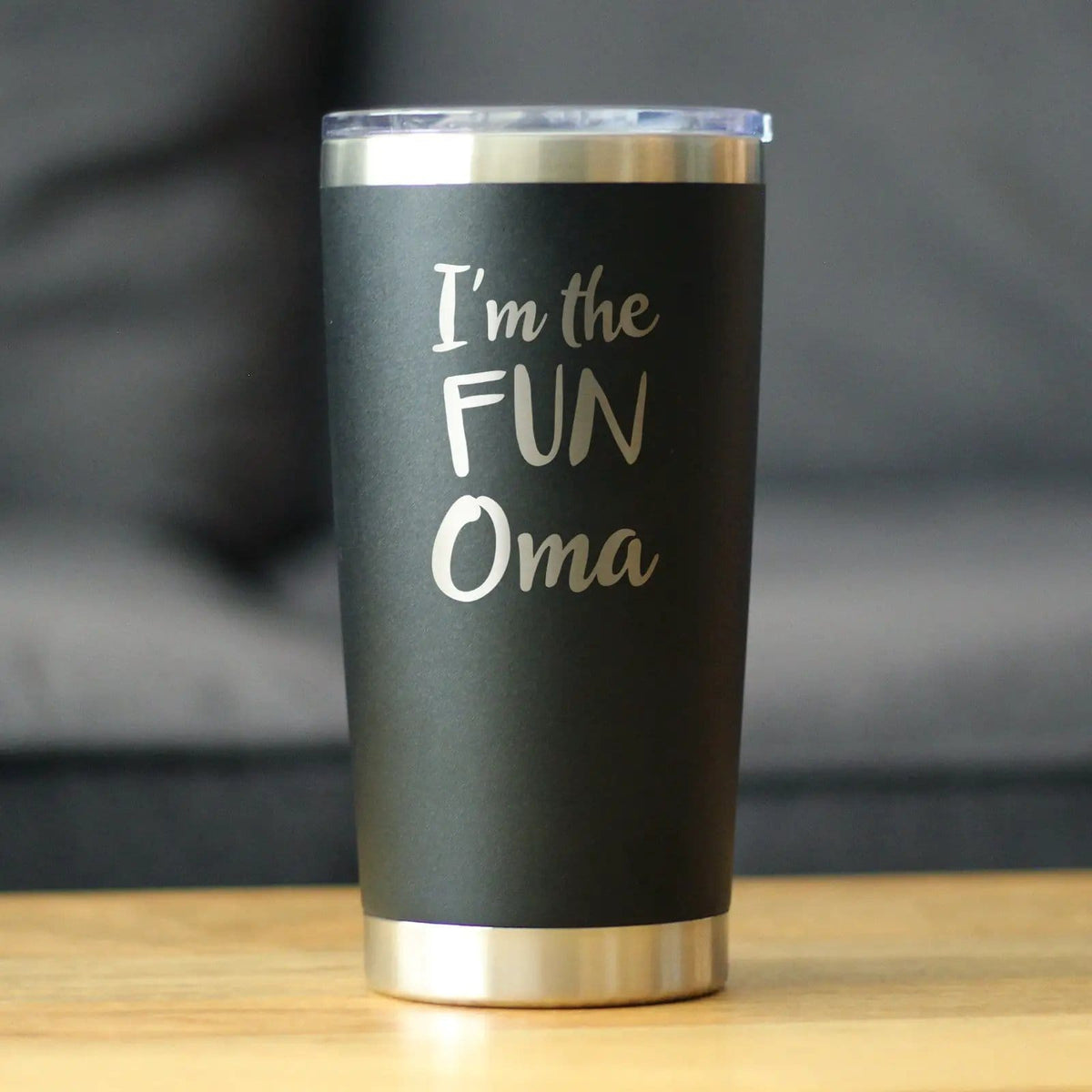 Insulated Coffee Tumbler | 20 oz Stainless Steel | Sliding Lid | I'm the Fun Oma