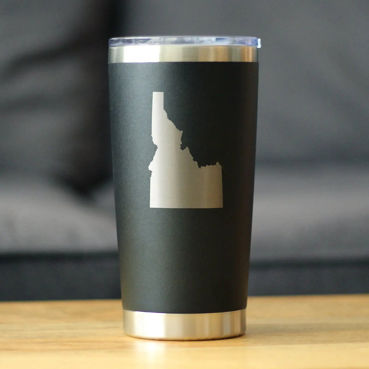 Idaho State Outline Coffee Tumbler | 20 Oz Double Wall Stainless Steel | Sliding Lid | Idaho Gifts For Women and
