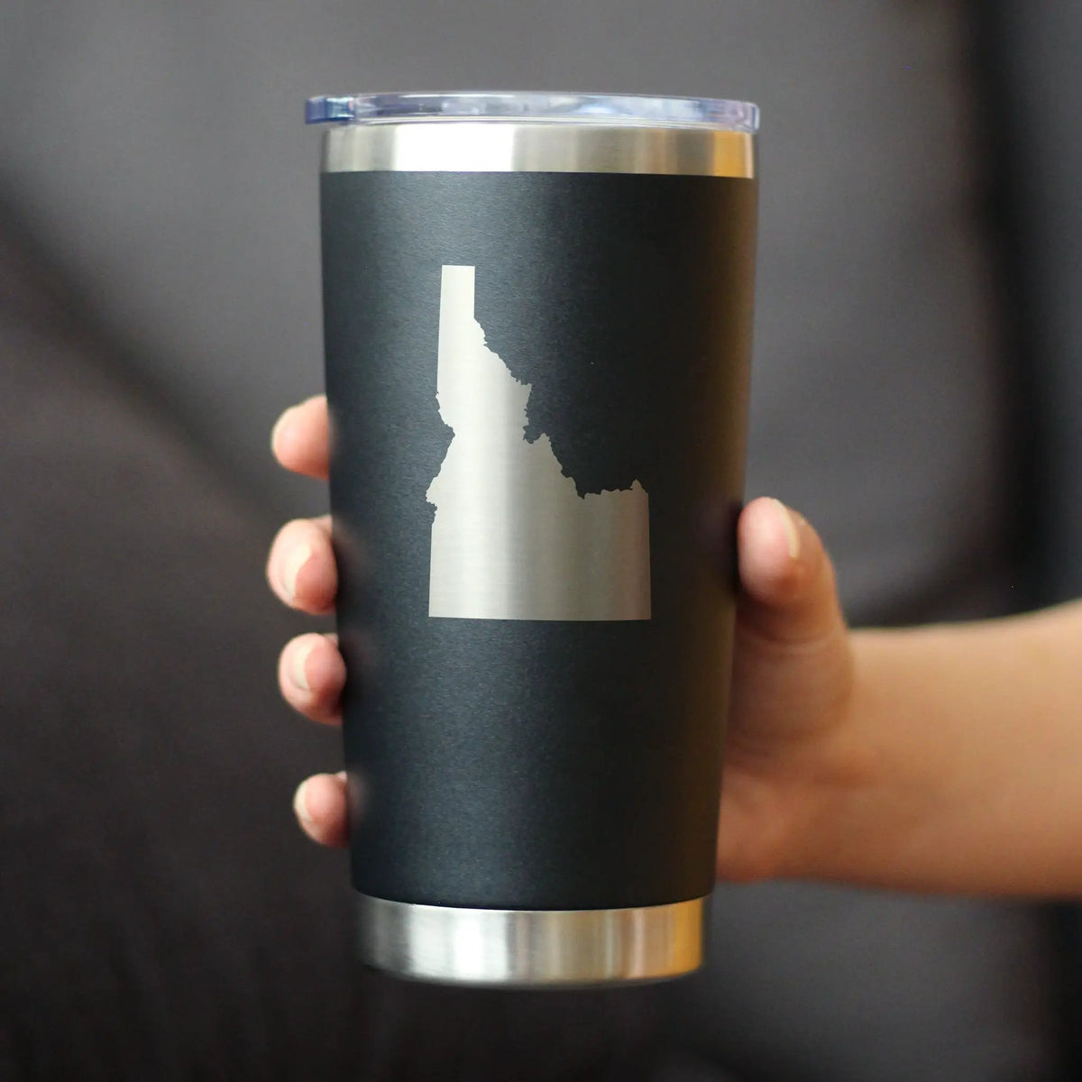 Idaho State Outline Coffee Tumbler | 20 Oz Double Wall Stainless Steel | Sliding Lid | Idaho Gifts For Women and