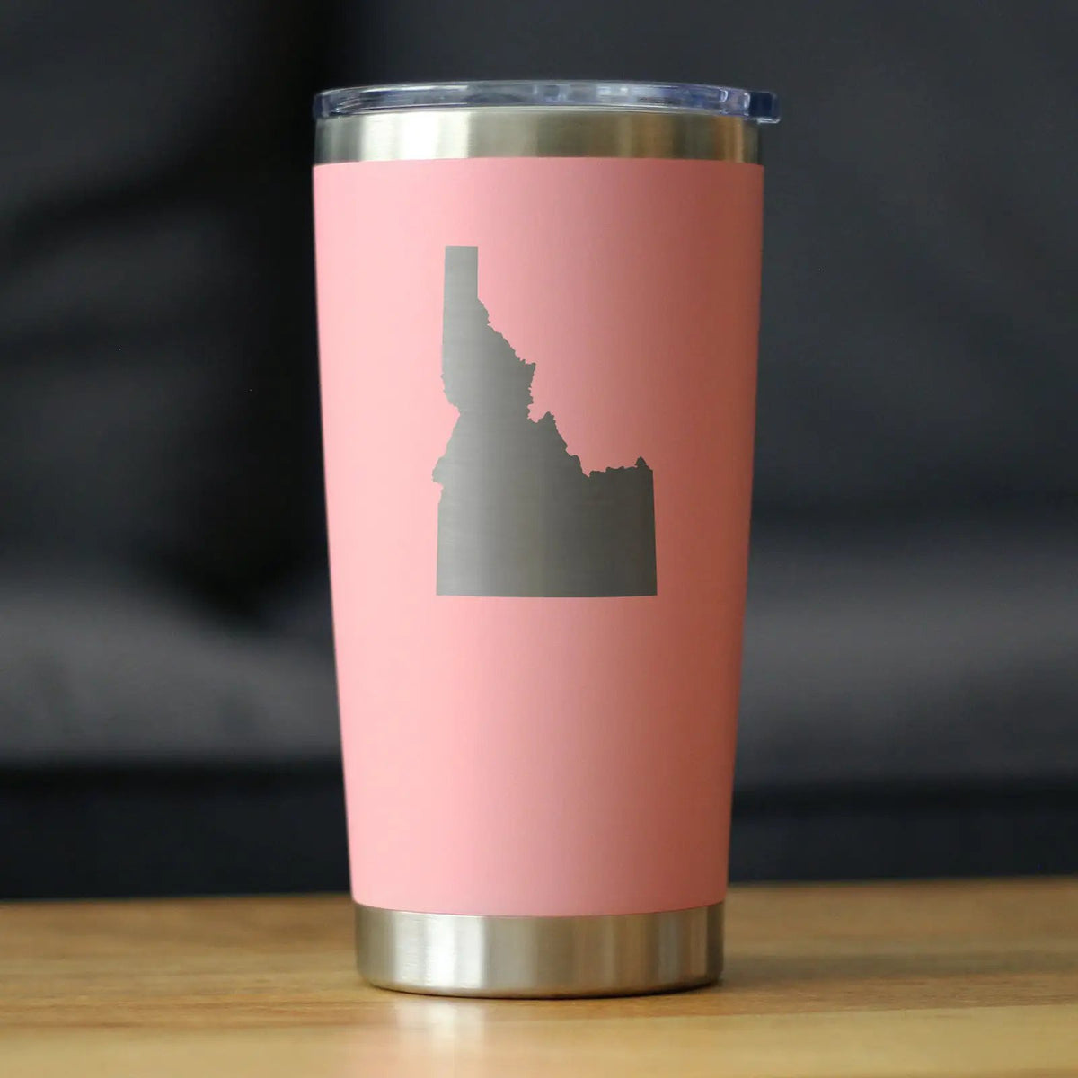 Idaho State Outline Coffee Tumbler | 20 Oz Double Wall Stainless Steel | Sliding Lid | Idaho Gifts For Women and