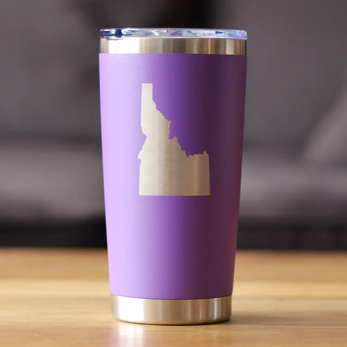 Idaho State Outline Coffee Tumbler | 20 Oz Double Wall Stainless Steel | Sliding Lid | Idaho Gifts For Women and