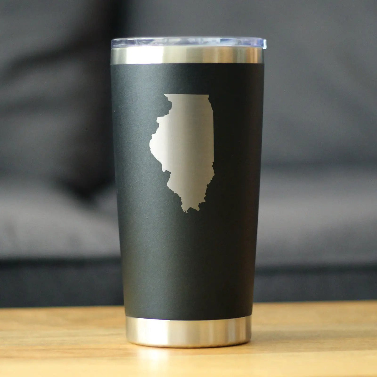 Illinois State Outline Coffee Tumbler | 20 Oz | Double Wall Stainless Steel | Sliding Lid