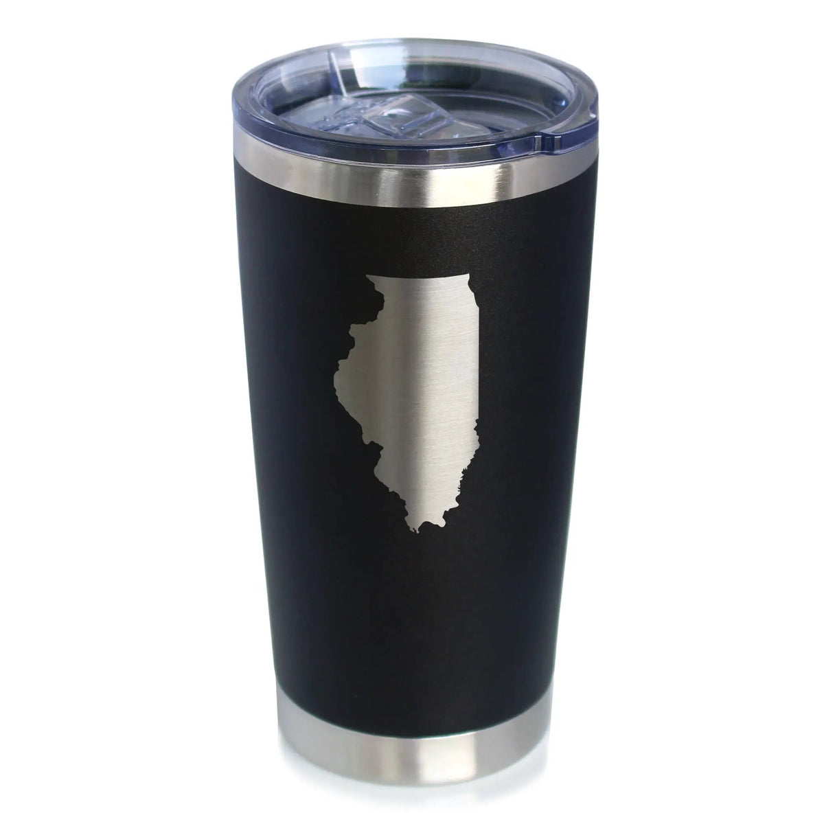 Illinois State Outline Coffee Tumbler | 20 Oz | Double Wall Stainless Steel | Sliding Lid