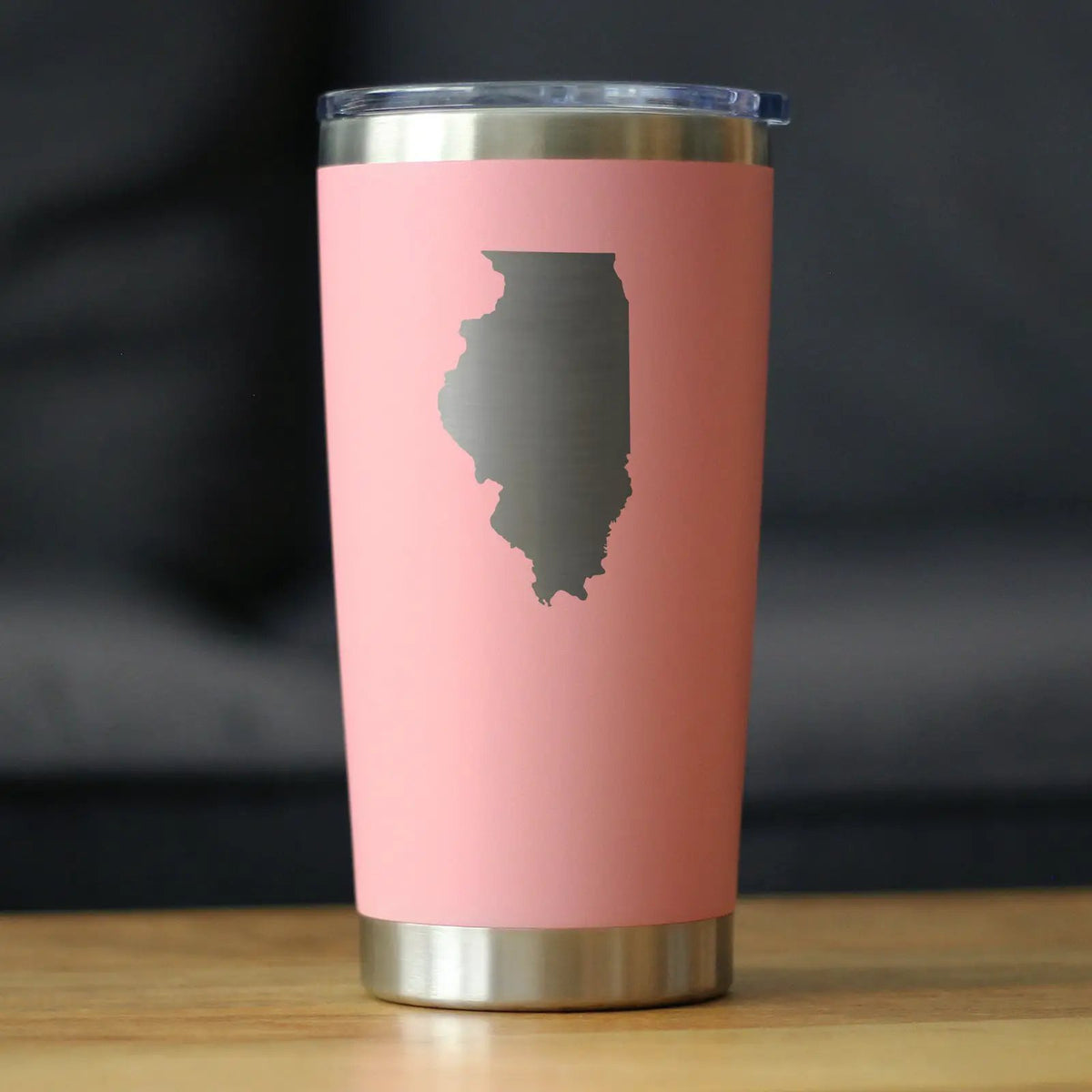 Illinois State Outline Coffee Tumbler | 20 Oz | Double Wall Stainless Steel | Sliding Lid